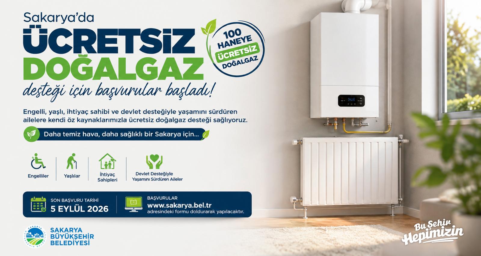 Sakarya’da ücretsiz doğalgaz desteği için başvurular başladı