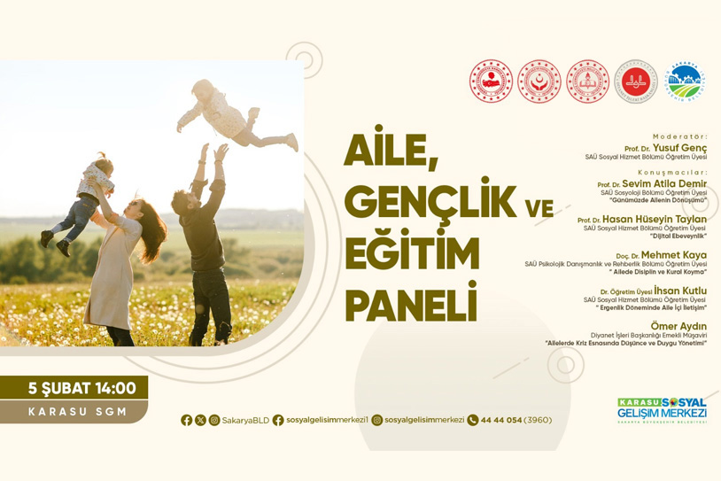 Karasu SGM’de uzman isimlerle aile ve eğitim paneli düzenlenecek