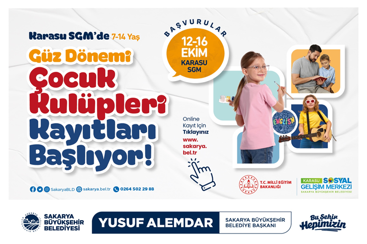 Karasu’da çocukların güz dönemi atölyeleri için kayıt zamanı