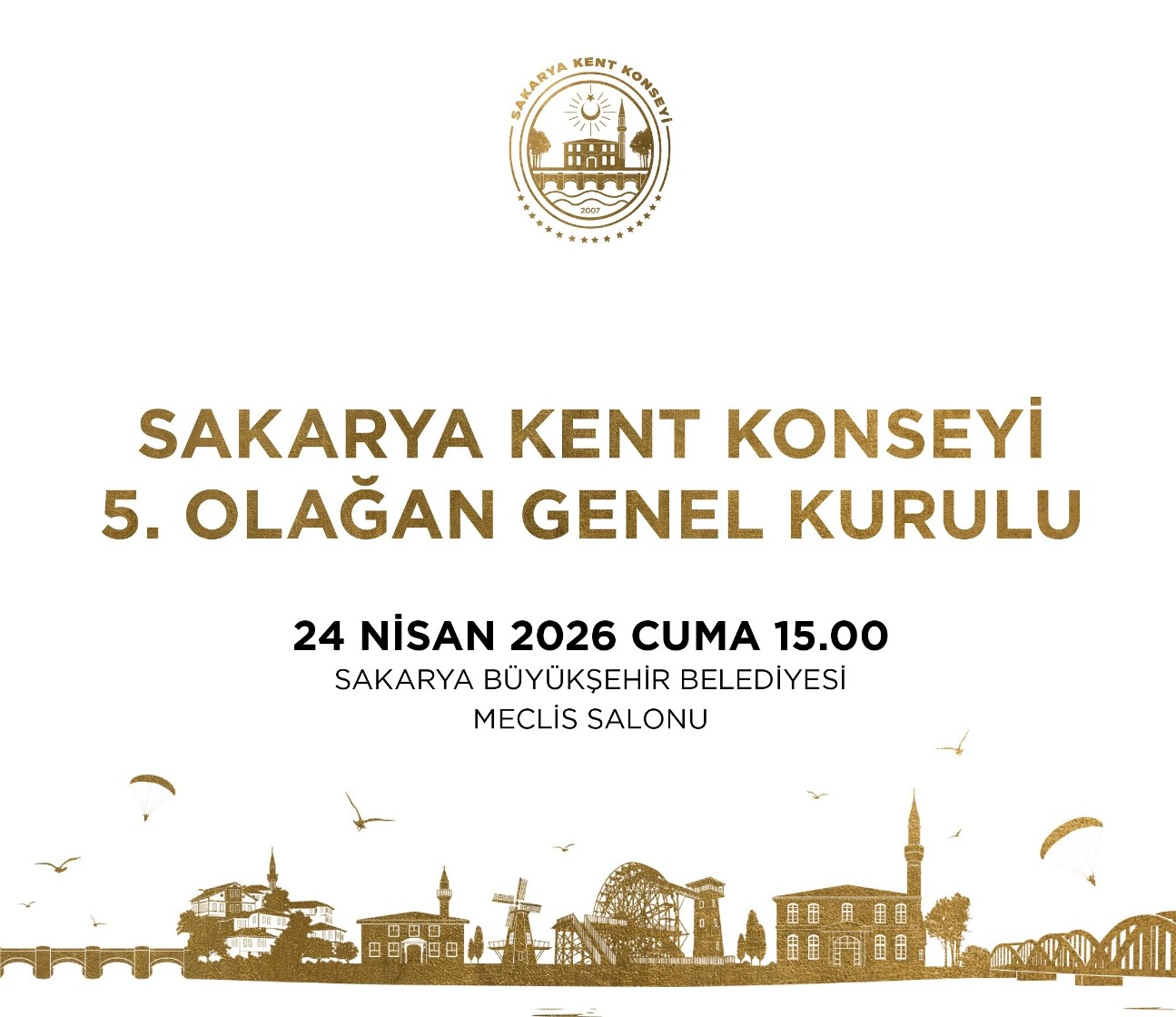 Sakarya Kent Konseyi 5. Olağan Genel Kurulu 24 Nisan’da