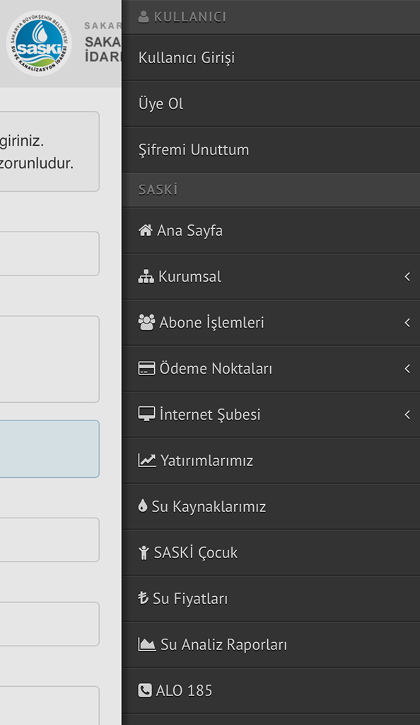SASKİ’ye dair her şey mobilde
