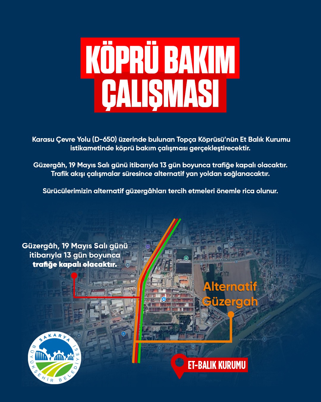 TOPÇA Köprüsü’nü kullanacak sürücüler dikkat