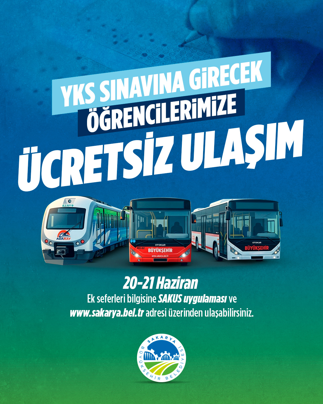 Büyükşehir’den üniversite adaylarına ücretsiz ulaşım