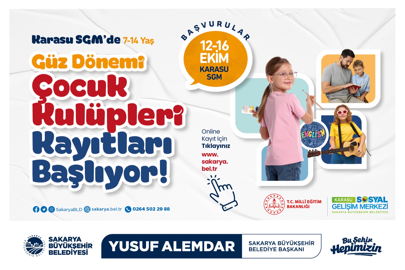 Karasu’da çocukların güz dönemi atölyeleri için kayıt zamanı