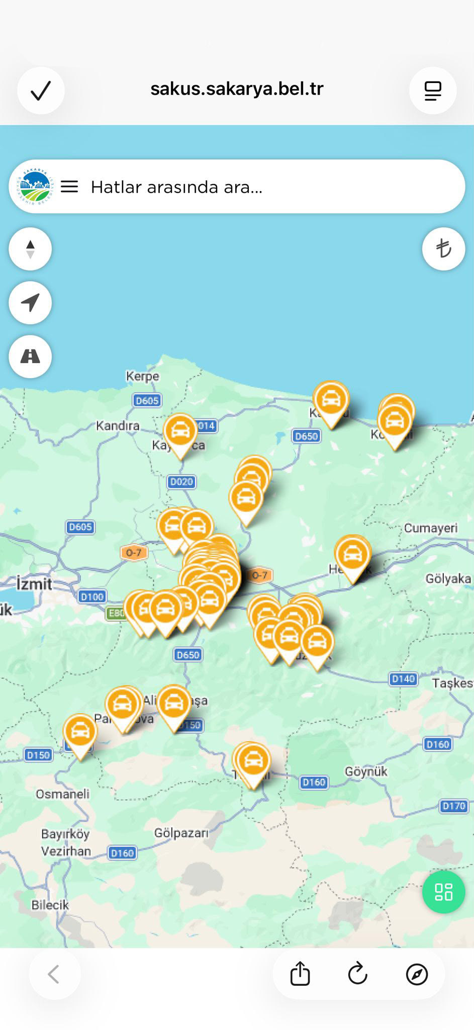 Sakarya Ulaşım Portalı’na yeni özellik: Taksi durakları tek tıkla görülebilecek