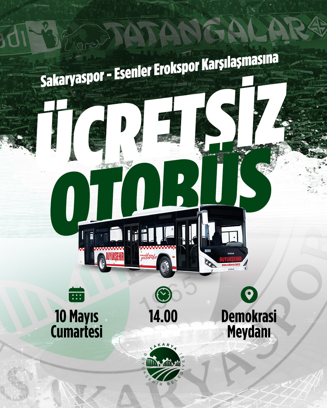 Büyükşehir’den kritik maça özel sefer: Demokrasi Meydanı’ndan hareket edecek