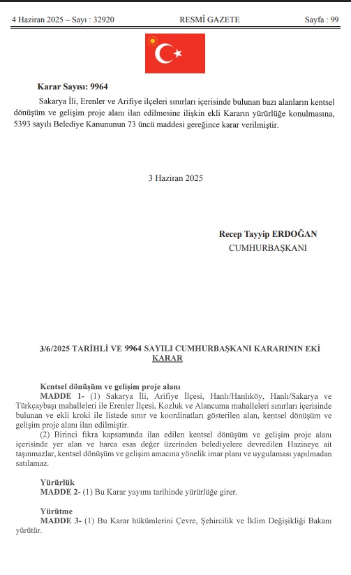 Sanayi dönüşümüne Cumhurbaşkanı Erdoğan imzası: “Sakarya’mıza hayırlı olsun”