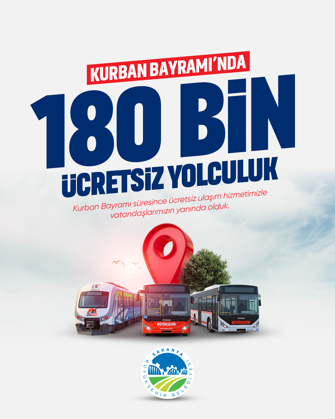 Kurban Bayramı’nda 180 bin yolcu ücretsiz ulaşımdan faydalandı