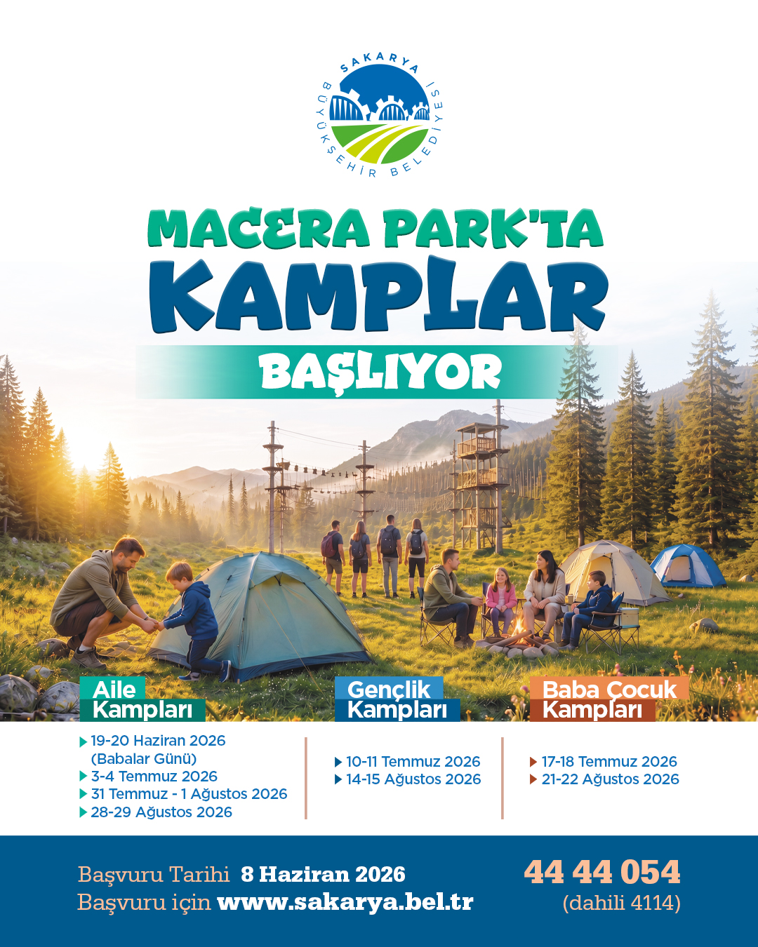 Sakarya’da yazların tadı olan kampların takvimi açıklandı: Aile, gençlik ev baba-çocuk konseptiyle başlıyor… 