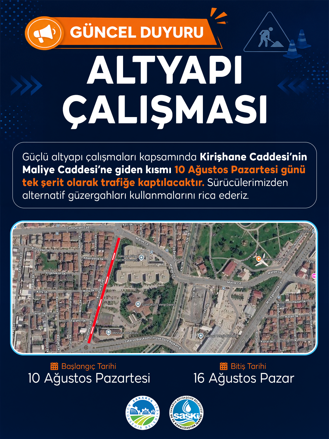 Altyapı projesi kapsamında Kirişhane Caddesi’nin bir kısmı tek yönlü trafiğe kapatılıyor