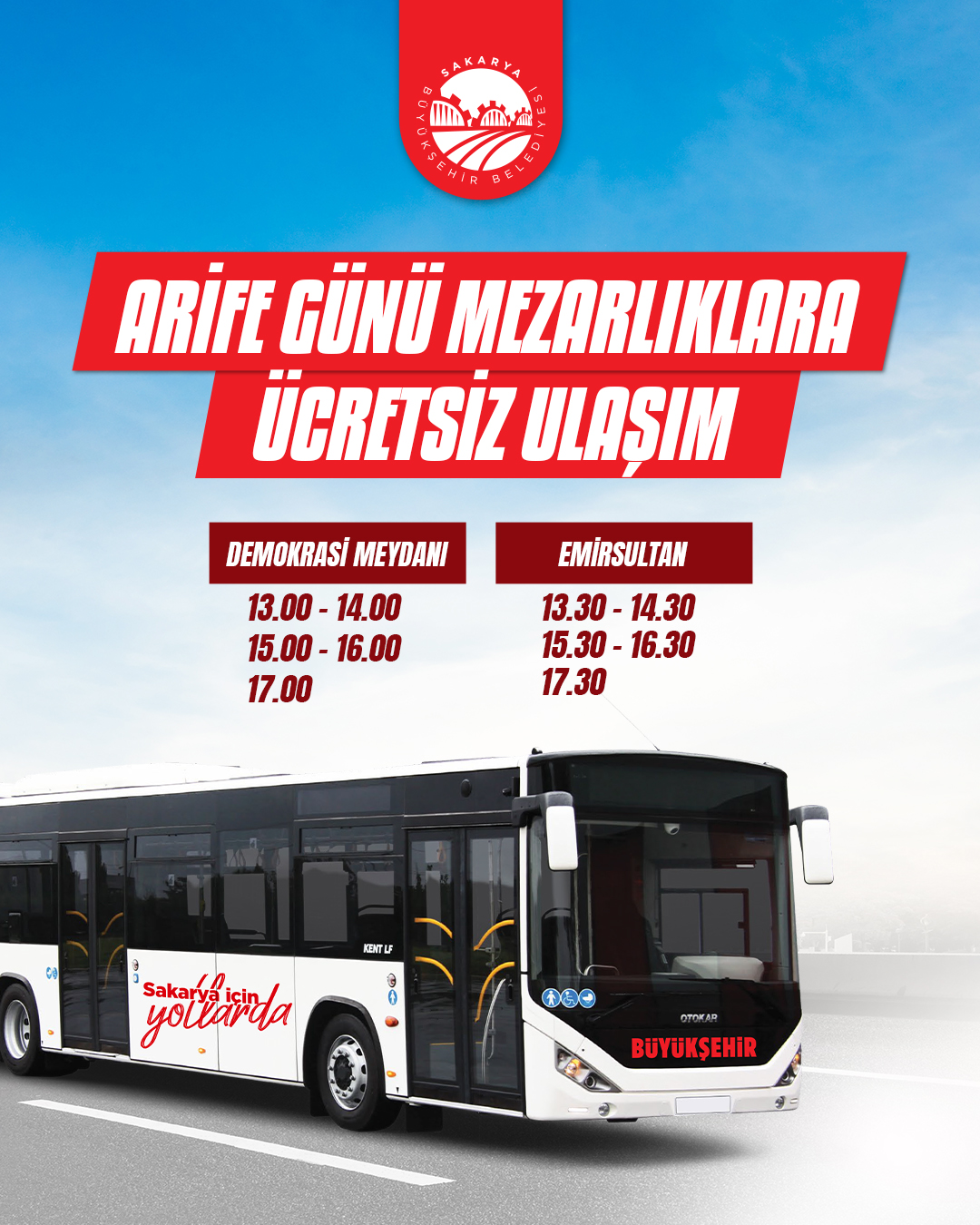 Büyükşehir’den arefe günü mezarlıklara ücretsiz ulaşım 