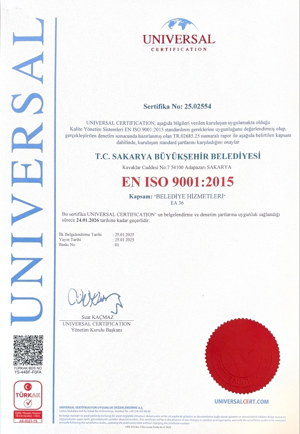 Büyükşehir “ISO 9001: 2015” kalite belgesini yeniledi