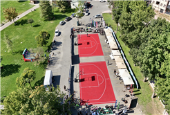 Sokakta basketbol şöleni: Tribünler doldu, heyecan zirve yaptı